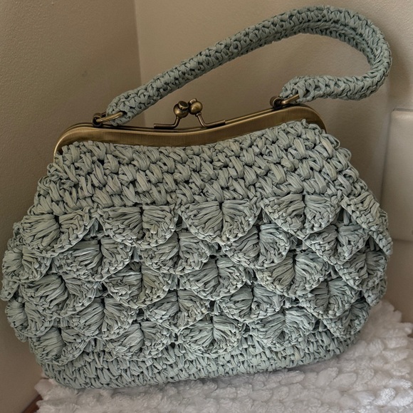 Patricia Nash Laureana Mint Green Woven Raffia Frame Bag - Picture 4 of 9